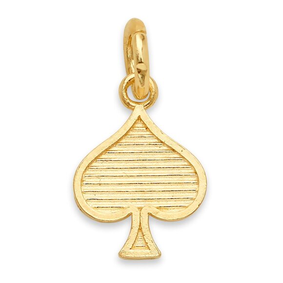 Solid 10k Gold Spade Charm with Jump Ring - Good Luck Jewelry Gifts for Her - Picture 3 of 6